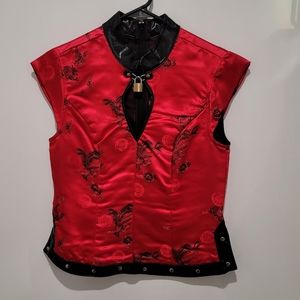 Lip Service Red Asian Bondage Top with Lock